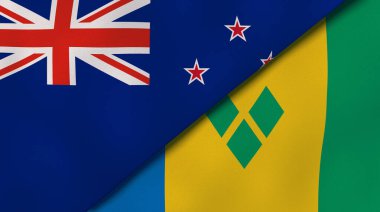 Yeni Zelanda 'nın iki eyaleti ve Saint Vincent ve Grenadines. Kaliteli bir iş geçmişi. 3d illüstrasyon
