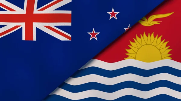 Twee Staten Vlaggen Van Nieuw Zeeland Kiribati Hoge Kwaliteit Zakelijke — Stockfoto