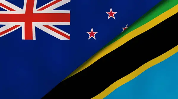 Zéland Tanzánia Két Állami Lobogója Kiváló Minőségű Üzleti Háttér Illusztráció — Stock Fotó