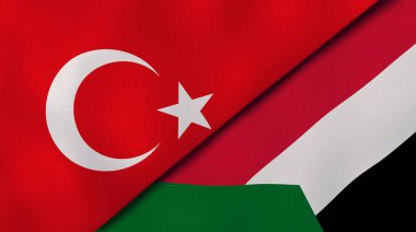 Türkiye ve Sudan 'ın iki bayrağı. Kaliteli bir iş geçmişi. 3d illüstrasyon