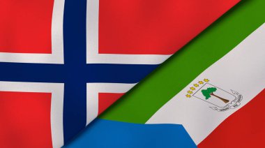 Norveç ve Ekvator Ginesi 'nin iki bayrağı. Kaliteli bir iş geçmişi. 3d illüstrasyon