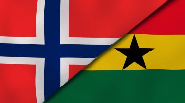 Norveç ve Gana 'nın iki bayrağı. Kaliteli bir iş geçmişi. 3d illüstrasyon