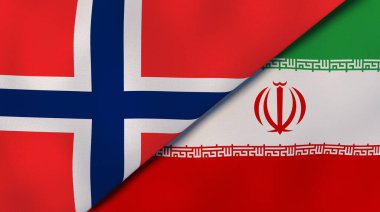 Norveç ve İran 'ın iki bayrağı. Kaliteli bir iş geçmişi. 3d illüstrasyon