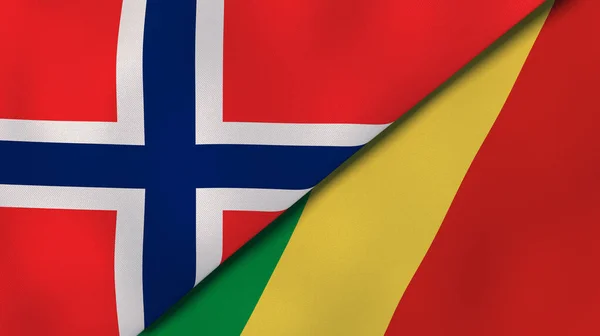 Två Stater Flaggar Norge Och Kongo Hög Kvalitet Affärsbakgrund Illustration — Stockfoto
