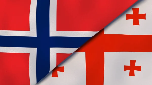 Two States Flags Norway Georgia High Quality Business Background Illustration — Stock Photo, Image