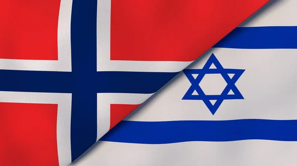 Dois Estados Bandeiras Noruega Israel Fundo Negócios Alta Qualidade Ilustração — Fotografia de Stock