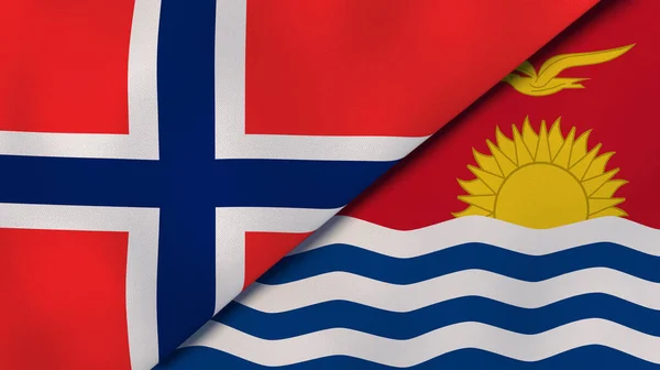 Two States Flags Norway Kiribati High Quality Business Background Illustration — Stock Photo, Image