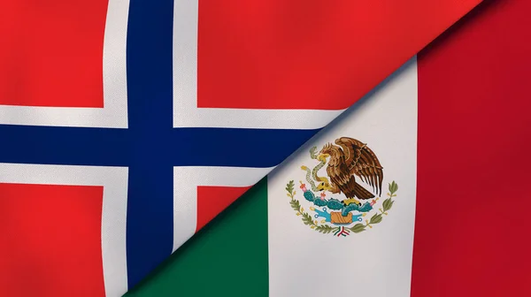 Dos Estados Banderas Noruega México Fondo Negocio Alta Calidad Ilustración —  Fotos de Stock