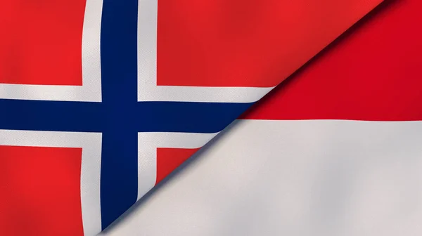 Dos Estados Banderas Noruega Mónaco Fondo Negocio Alta Calidad Ilustración —  Fotos de Stock