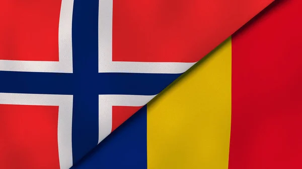 Dos Estados Banderas Noruega Rumanía Fondo Negocio Alta Calidad Ilustración —  Fotos de Stock