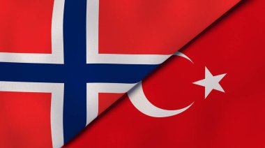 Norveç ve Türkiye 'nin iki bayrağı. Kaliteli bir iş geçmişi. 3d illüstrasyon