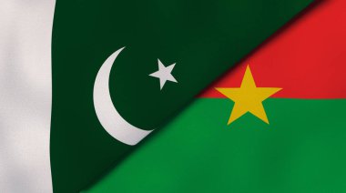 Pakistan ve Burkina Faso 'nun iki bayrağı. Kaliteli bir iş geçmişi. 3d illüstrasyon