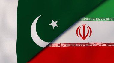 Pakistan ve İran 'ın iki bayrağı. Kaliteli bir iş geçmişi. 3d illüstrasyon