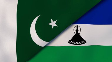 Pakistan ve Lesotho 'nun iki bayrağı. Kaliteli bir iş geçmişi. 3d illüstrasyon