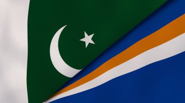 Pakistan ve Marshall Adaları 'nın iki bayrağı. Kaliteli bir iş geçmişi. 3d illüstrasyon