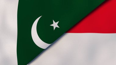 Pakistan ve Monako 'nun iki bayrağı. Kaliteli bir iş geçmişi. 3d illüstrasyon
