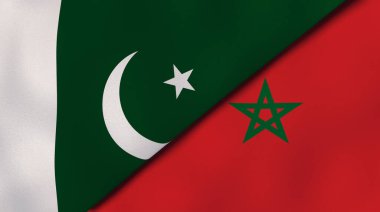 Pakistan ve Fas 'ın iki bayrağı. Kaliteli bir iş geçmişi. 3d illüstrasyon