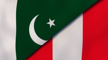 Pakistan ve Peru 'nun iki bayrağı. Kaliteli bir iş geçmişi. 3d illüstrasyon