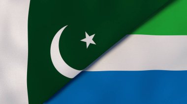 Pakistan ve Sierra Leone 'nin iki bayrağı. Kaliteli bir iş geçmişi. 3d illüstrasyon