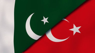 Pakistan ve Türkiye 'nin iki bayrağı. Kaliteli bir iş geçmişi. 3d illüstrasyon