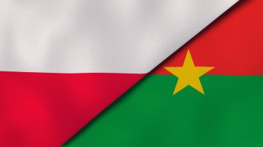 Polonya ve Burkina Faso 'nun iki bayrağı. Kaliteli bir iş geçmişi. 3d illüstrasyon