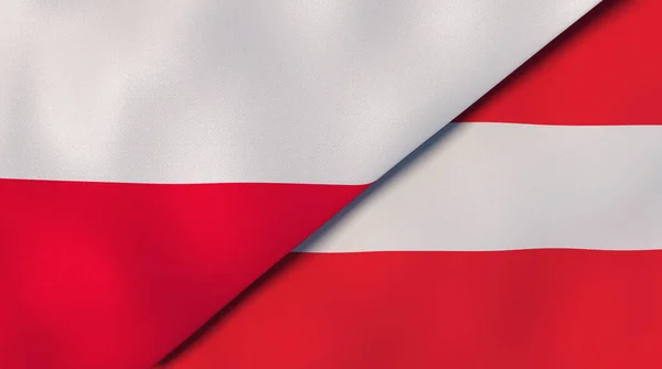Två Staters Flagg Från Polen Och Österrike Hög Kvalitet Affärsbakgrund — Stockfoto