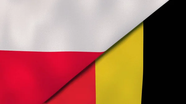 Twee Vlaggen Van Polen België Hoge Kwaliteit Zakelijke Achtergrond Illustratie — Stockfoto