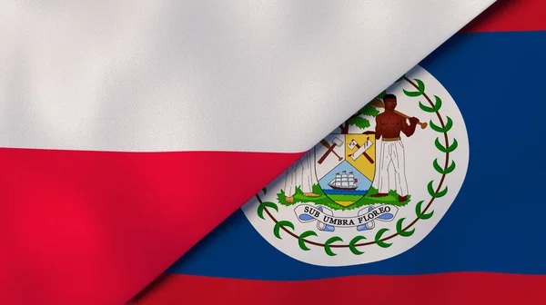 ポーランドとベリーズの2つの州旗 高品質のビジネス背景 3Dイラスト — ストック写真