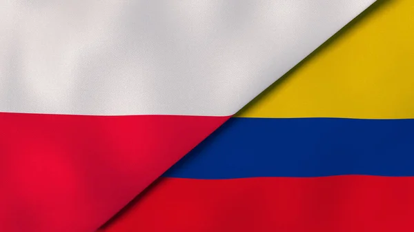 ポーランドとコロンビアの2つの州旗 高品質のビジネス背景 3Dイラスト — ストック写真