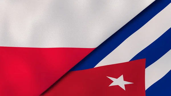 Dos Estados Banderas Polonia Cuba Fondo Negocio Alta Calidad Ilustración —  Fotos de Stock