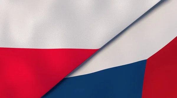 Två Staters Flagg Från Polen Och Tjeckien Hög Kvalitet Affärsbakgrund — Stockfoto