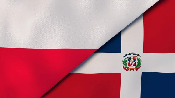 ポーランドとドミニカ共和国の2つの州旗 高品質のビジネス背景 3Dイラスト — ストック写真