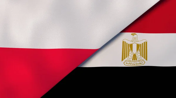 Twee Staten Vlaggen Van Polen Egypte Hoge Kwaliteit Zakelijke Achtergrond — Stockfoto