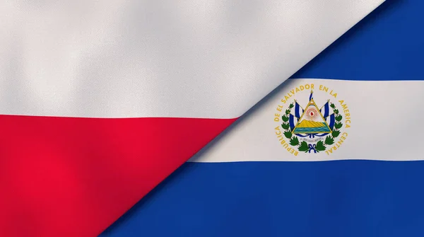 ポーランドとエルサルバドルの2つの州旗 高品質のビジネス背景 3Dイラスト — ストック写真