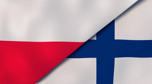 Dos Estados Banderas Polonia Finlandia Fondo Negocio Alta Calidad Ilustración —  Fotos de Stock