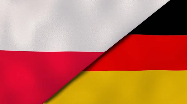 Δύο Κράτη Σημαίες Της Πολωνίας Και Της Γερμανίας Επαγγελματικό Υπόβαθρο — Φωτογραφία Αρχείου
