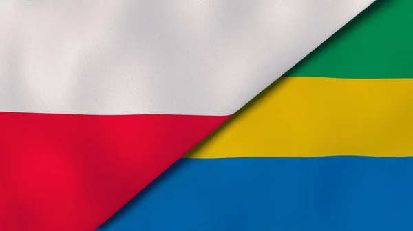 ポーランドとガボンの2つの州旗 高品質のビジネス背景 3Dイラスト — ストック写真