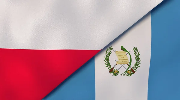 Флаги Двух Штатов Польши Гватемалы Высококачественный Бизнес Фон Иллюстрация — стоковое фото