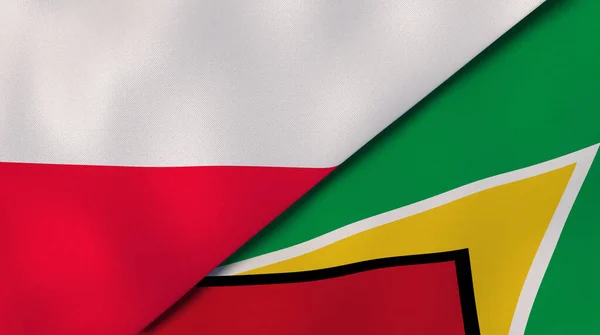 Dos Estados Banderas Polonia Guyana Fondo Negocio Alta Calidad Ilustración — Foto de Stock