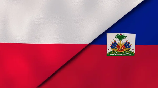 Dos Estados Banderas Polonia Haití Fondo Negocio Alta Calidad Ilustración — Foto de Stock