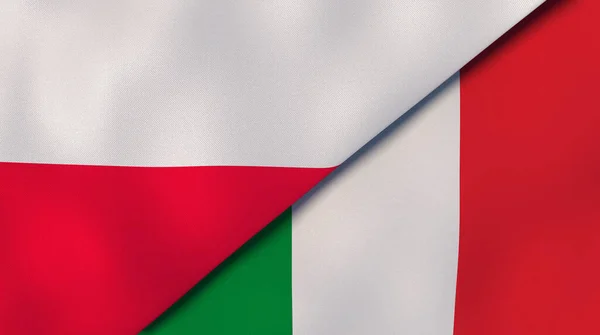 Two states flags of Poland and Italy. High quality business background. 3d illustration