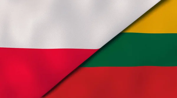 ポーランドとリトアニアの2つの州旗 高品質のビジネス背景 3Dイラスト — ストック写真