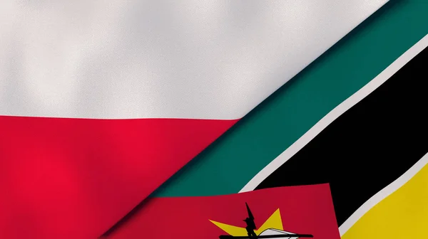 Deux États Drapeaux Pologne Mozambique Une Expérience Professionnelle Haute Qualité — Photo