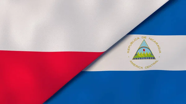 ポーランドとニカラグアの2つの州旗 高品質のビジネス背景 3Dイラスト — ストック写真