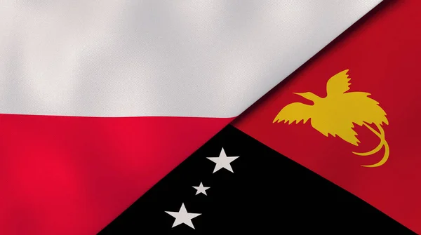 Two States Flags Poland Papua New Guinea High Quality Business — Stock Photo, Image