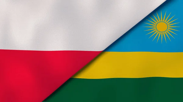 ポーランドとルワンダの2つの州旗 高品質のビジネス背景 3Dイラスト — ストック写真