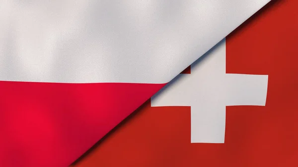 Twee Staten Vlaggen Van Polen Zwitserland Hoge Kwaliteit Zakelijke Achtergrond — Stockfoto