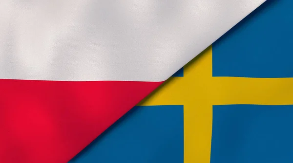 Dos Estados Banderas Polonia Suecia Fondo Negocio Alta Calidad Ilustración —  Fotos de Stock