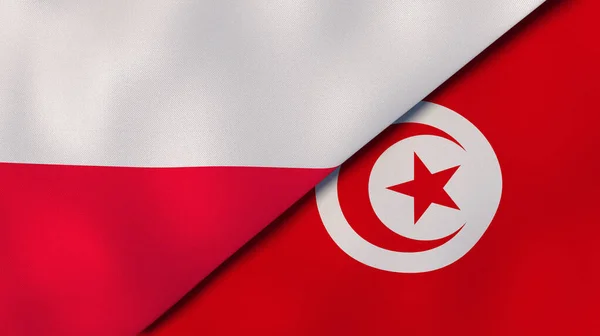 Due Stati Bandiere Polonia Tunisia Contesto Aziendale Alta Qualità Illustrazione — Foto Stock
