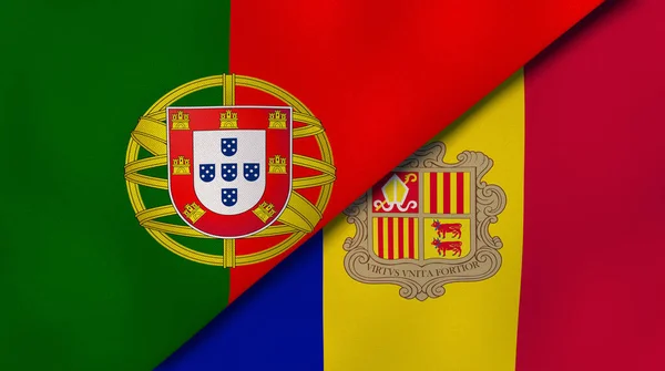 Dos Estados Banderas Portugal Andorra Fondo Negocio Alta Calidad Ilustración — Foto de Stock